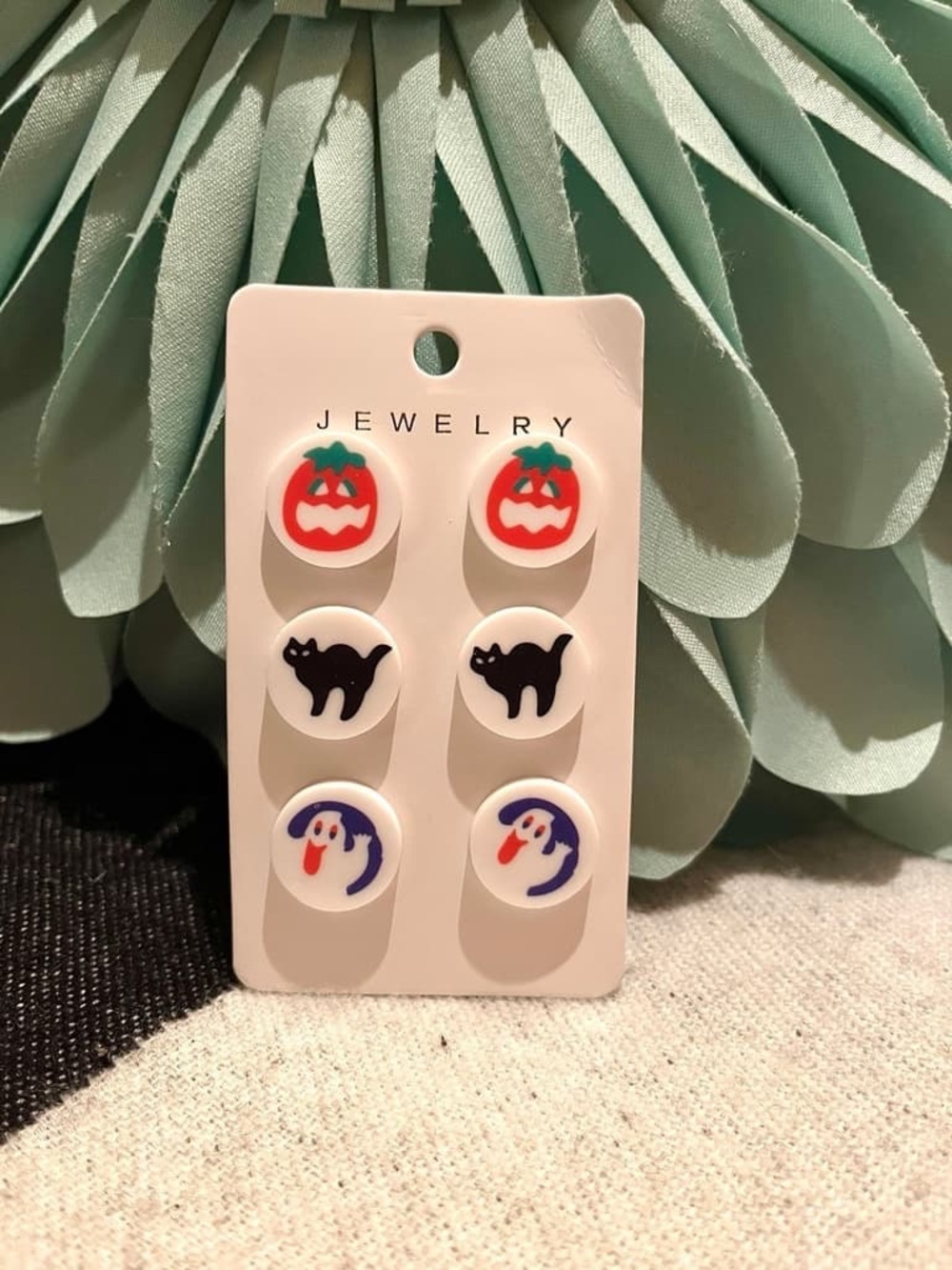 Kids Halloween Stud Earring Set - Red, Black & Blue